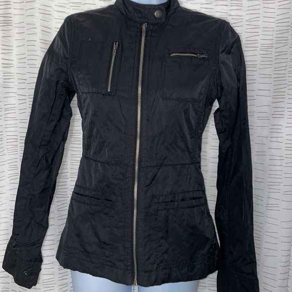 Converse black zip up moto jacket XS 4 pockets lightweight - Picture 1 of 10